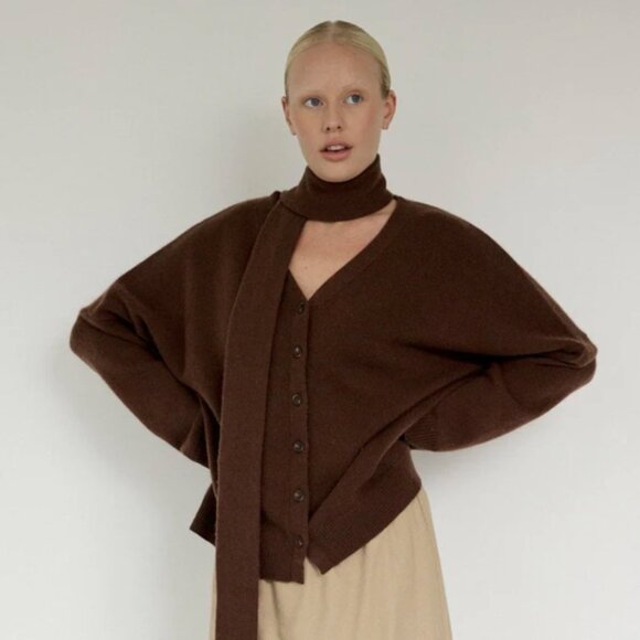 Boheme The Cashmere Cardigan, Espresso S/M - Picture 1 of 7